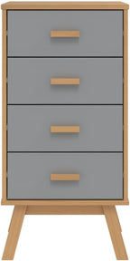 Grey and Brown Solid Pine Wood Bedside Cabinet - Image 7