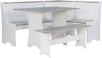Linon Jackie Two Tone Pine Wood Coastal Corner Dining Nook in Graywash/White by Linon