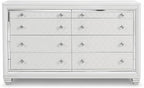 First of a Kind Shiney Contemporary 5 Piece Queen Bedroom Set High Gloss White - Image 7