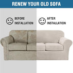 H.VERSAILTEX Modern Velvet Plush 4 Piece High Stretch Sofa Slipcover Furniture - Image 8