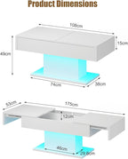 White Modern Coffee Table with Hidden Storage - Image 2