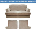 CUCRAF Cushion Sofa Cover 3 Piece Slipcovers, Soft Thick Velvet Couch Cover - Image 5