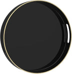 MAONAME Black Decorative Tray for Coffee Table, Modern Round Serving Tray by MAONAME