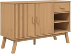 Scandinavian Solid Pine Sideboard, Mid-Century Modern Buffet Cabinet - Image 3