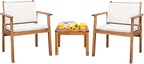Devoko Patio Set 3 Piece Acacia Wood Outdoor Furniture Conversation Seat by DEVOKO