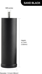 4 Pack Furniture Legs Cabinet Metal Cylinder Risers Legs M8 Screw in Support - Image 2