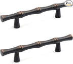 2PCS Bamboo Cabinet Pulls 3 Inch Hole Distance Dresser Handle Black and Red by Tighall
