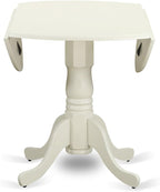 East West Furniture DLBO3-WHI-W 3 Piece Dining Room Table Set Contains a Round - Image 4