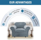 H.VERSAILTEX Rich Velvet Stretch 2 Piece Cover Chair Slipcover Sofa Cover - Image 8