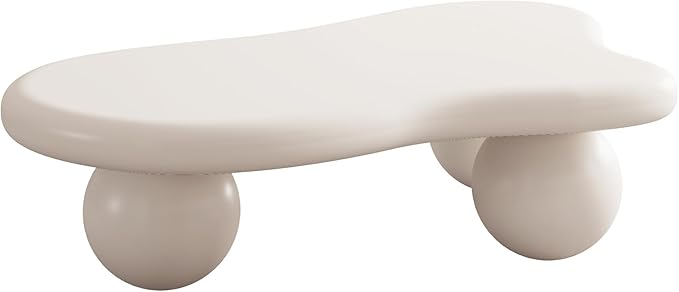 47.2” Cloud Coffee Table with 3 Ball Legs, Modern Irregular Center Table - Image 7