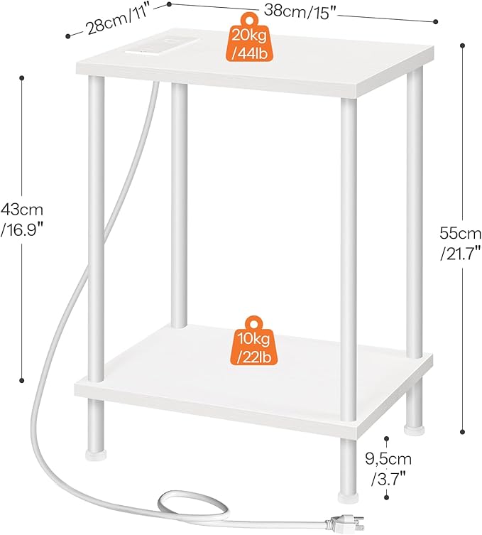 HOOBRO Side Table with Charging Station, End Table with USB Port and Outlets - Image 3