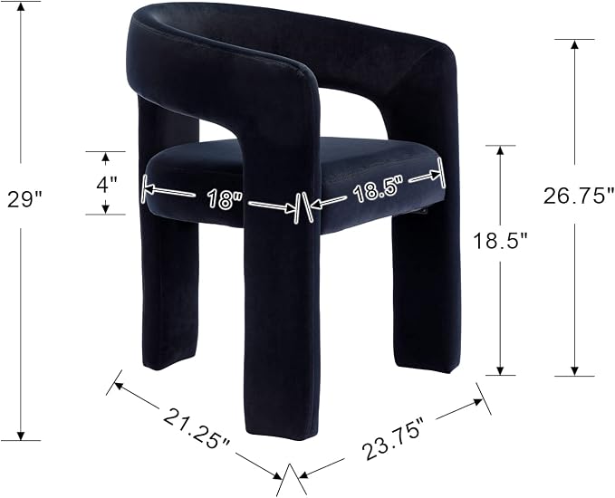 BESTANO Set of 6 Modern Velvet Fabric Upholstered Dining Chairs - Image 3