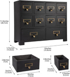 Apothecary Cabinet with 10 Drawers & Labels Rustic Library Card Catalog Cabinet - Image 3