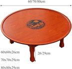 Folding Round Korean Printed Wooden Table – Multi-Use Low Table - Image 3