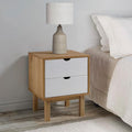 Scandinavian Style Bedside Cabinet Brown and White Solid Pine Wood, Engineered by Unknown