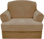 CUCRAF T Cushion Sofa Cover 2 Piece Armchair Slipcovers, Soft Thick Velvet by CUCRAF