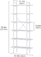 Bookshelf 6 Tiers White Wooden Storage Shelf, Modern Open Display Storage - Image 2