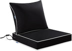 MIULEE Black Outdoor Seat Cushion 22x22 Inch Waterproof & 3 Year Fade Resistant by MIULEE