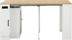 Extendable Dining Table with 3 Removable Middle Leaves, Mobile Rolling Island - Image 8