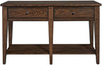 MAKLAINE Wood Transitional Sofa Table, Dark Brown Oak Finish, Poplar Solids and - Image 5