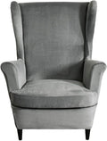 KRFOONN Wingback Chair Cover Slipcovers 2 Piece Stretch Velvet Plush Wing Chair by KRFOONN