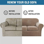 H.VERSAILTEX Modern Velvet Plush 4 Piece High Stretch Sofa Slipcover Strap Sofa - Image 7