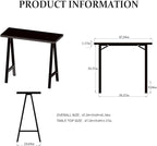 Industrial Rustic 41.3" Height Solid Pine Wood Top Pub Bar Table Bar Height - Image 2
