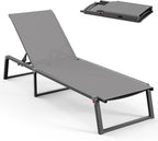 Aluminum Chaise Lounge Chair Outdoor, Foldable& No Assembly Patio Pool Lounge by Oasbira