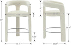 HNY 26 Inch Modern Tall Barrel Bar Stool, Velvet Upholstered Barstools - Image 2