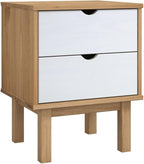 Scandinavian Style Bedside Cabinet in Brown and White Solid Pine Wood - Image 3