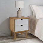 Bedside Cabinet OTTA Brown&White 17.7"x15.4"x22.4" Solid Wood Pine, Wooden by Unknown