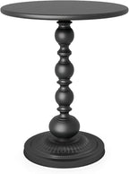 Funecy Metal Small End Table, Vintage Matte Black Round Side Table Nightstand by Funecy