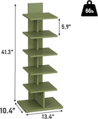 TUTOTAK Bookshelf, 6-Tier Bookcase, Narrow Spine Book Shelf - Image 2