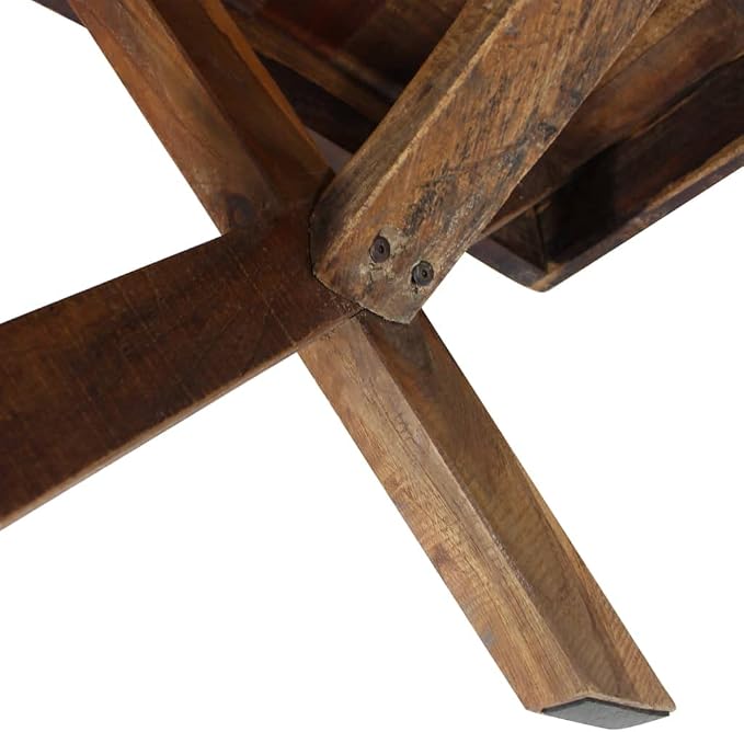 Rustic Farmhouse Coffee Table 43.3 Inch Handmade from Mixed Recycled Woods - Image 6