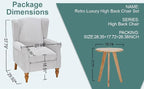 Vintage Style Wingback Chair and Coffee Table Set Solid Wood Frame Beige Fabric - Image 2
