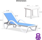 PURPLE LEAF Patio Chaise Lounge Chair Set of 3 Outside Aluminum Plastic - Image 2