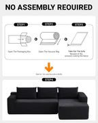 96 Inch Cloud Sectional Couch, Modern Modular Sectional Sofa - Image 4