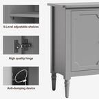 FansaFurn Sideboard with 4 Doors, Mid-Century Console Table with Adjustable - Image 5