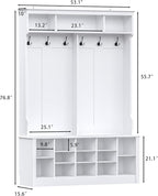 Wodeer Hall Tree with Bench and Shoe Storage, 6 Hooks, 12 Shoe Cubbies - Image 8