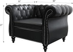 Living Room Chair, Modern Leather Chesterfield Sofa Chair, Mid Century Single - Image 2