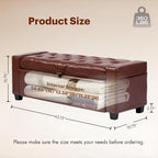 43.31'' Storage Ottoman Bench, Leather Upholstered Tufted Bedroom Bench - Image 2