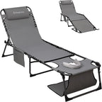 KingCamp Lounge Chair with face Hole, 400LBS Tanning Chairs by KingCamp