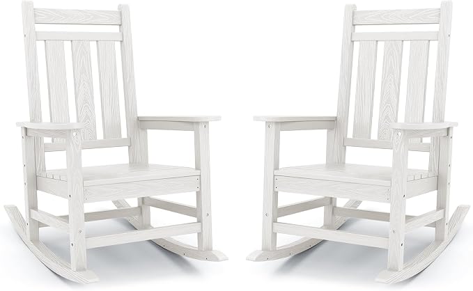 KINGYES Oversized Outdoor Rocking Chair Set of 2, All-Weather Patio Rocking by KINGYES