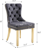 KCC Velvet Dining Chairs Set of 2, Upholstered High-end Tufted Dining Chair - Image 2