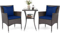 Tangkula 3 Pieces Patio Wicker Bistro Set, 2 Rattan Chairs w/ 2-Tier Tempered by TANGKULA