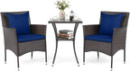 Tangkula 3 Pieces Patio Wicker Bistro Set, 2 Rattan Chairs w/ 2-Tier Tempered by TANGKULA