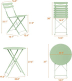 GarveeLife 3 Piece Patio Bistro Set, Folding Patio Bistro Table and Chairs Set - Image 8