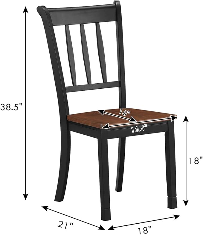 Giantex Wood Dining Chairs Set of 4, Armless Kitchen Chairs w/Solid Rubber Wood - Image 3