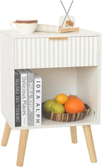Fultyle White Nightstand, Modern Bedside Table by Fultyle