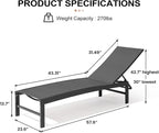 Crestlive Products Lounge Chair Outdoor Set of 2, Aluminum Pool Chaise Lounge - Image 2